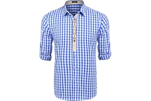 COOFANDY Herren Hemd Langarm Karriert Trachtenhemd Regular Fit Freizeithemd Karohemden Plaid Shirt Oktoberfest Festhemd Oberteil