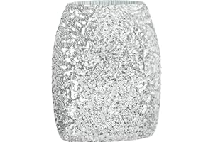 Kefiyis Sequin Skirt Women Stretchy Sparkly Skirt Glitter Shiny Mini Skirts with Lining for Festival Halloween Rave Party