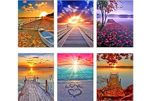 AIVORIUY 5D Diamond Painting Kit Completo, 6 Piezas DIY Pintura Diamante para Adultos y Niños, Punto de Cruz Rhinestone Bordado Manualidades Decoración de Pared del Hogar 30x40cm Sol