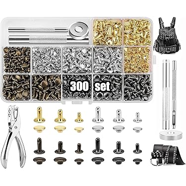 Doumneou 100 Spikes en Studs 9.5MM Spikes voor Kleding