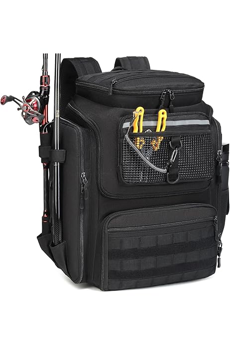 Sling Tackle Bag CMOOD Fishing Backpack With Rod Holders And