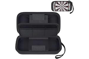 PAIYULE Darttasche für 6 Dartpfeile mit weicher oder Stahlspitze, mit Hartschaumschlitzen und Taschen für Kunststoffspitzen, Schäfte und Flights und Dartzubehör (nur Box), Schwarz