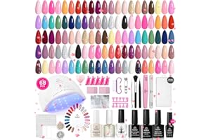 ‎BEETLES GEL POLISH Beetles Nagellack-Set mit UV-Licht – 68-teiliges Set, 35 Farben Pink Glitzer Nude Grau Gel-Lack mit Basis und mattem und glänzendem Überlack Vivid Seasons Christmas Gel-Nagel-Set