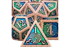 ARUOHHA Jeu de dés DND avec coffret cadeau, jeu de dés polyédriques en métal Donjons et dragons Dés D et D Dice RPG D&D Dice D20 D12 D10 D8 D6 D4