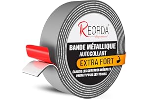 REORDA® Bande Métallique Auto-Adhésive Grise Idéale pour Figurines Tonies® & Étagères (Extra Fort) - Ruban pour Aimants I Bande de Fer Ruban Ferreux