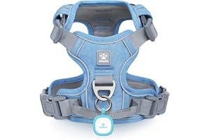 Pawaii Hundegeschirr Hundegeschirr Mittelgroße Hunde Antizuggeschirr für Hunde Anti Zieh Geschirr Brustgeschirr Anti Zug Reflektierende Verstellbare Atmungsaktive Hundegechirr ID Tag Enthältet(M Blau)