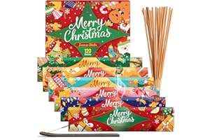 SCENTORINI Christmas Incense Sticks Gift Set - 6 Scents Aromatherapy Collection with Wooden Holder, 120 Sticks Long-Lasting Burn, Relaxing Holiday Fragrance for Home, Office, Meditation & Gift Giving