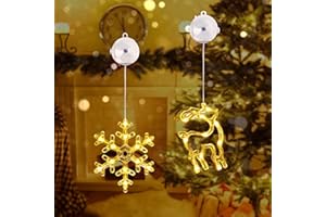 Qedertek Oświetlenie bożonarodzeniowe LED, 10 diod LED, łańcuch świetlny na baterie, z przyssawkami, timer, ciepła biel, zasłona świetlna do wnętrz, dekoracja na Boże Narodzenie, imprezę, wesele