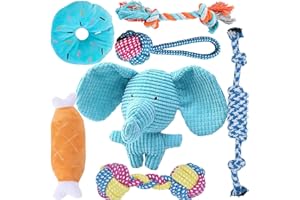 Speedy Panther 7 szt. zabawek dla psów dla małych psów, pluszowe piszczące zabawki dla psów, gryzaki dla szczeniąt do ząbkowania, zestaw zabawek linowych dla małych i średnich psów