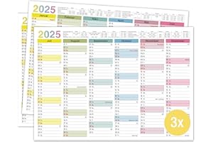 TOBJA Kalendarz tablicowy na rok 2025, A4, kalendarz na rok 2025, kolorowy z wakacjami i dniami świątecznymi, kalendarz ścienny, kalendarz roczny 2025, DIN A4 jako planer roczny, kalendarz na 12