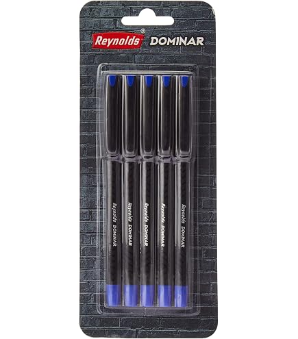 Reynolds DOMINAR Kugelschreiber-Set – 5 Stück Mit Komfortgriff, 0.7 Mm Blaue Tinte | Für Schule & Büro