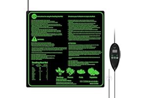 Hyindoor Heizmatte Wärmematte mit Thermostat wasserdichte Heizmatte Gewächshaus Heizkissen mit 6 Temperaturstufen und 6 Timerstufen für Sämling Germination Pflanzen Wachstum,50 x 50cm