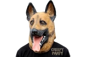 CreepyParty Fiesta de Disfraces de Halloween Máscara de Látex Cabeza de Animal Perro Pastor Alemán