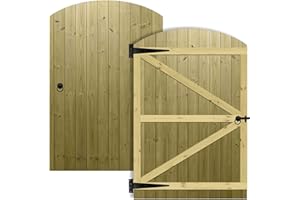 PREMIER GARDEN SUPPLIES Arch Top Wooden Garden Gate 6x4ft - Tongue & Groove Fully Framed Treated Timber Door + Ring Latch Hinge Pack, H:6ft x W:4ft Ideal for Outdoor Pathway Home Access (High: 180cm x Wide: 120cm)