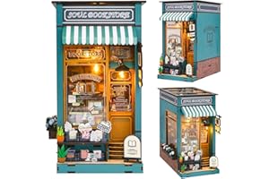 HooySprs Book Nook Kit - DIY Dollhouse Booknook, Book Nook Miniature Kit for Bookshelf Insert Decor Crafts for Adults Teens (English)