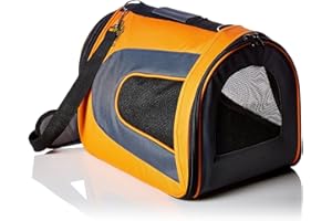 PET MAGASIN Transportador de Viaje para Mascotas de Lados Suaves, Aprobado por aerolíneas TSA, caseta de Viaje portátil para Gatos, Perros pequeños y Cachorros (Grande, Naranja), Grande (18 x 11 x 10