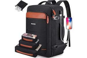 Roadcheer Rucksack Herren 42L Business Laptop Backpack - Wasserdichter Reiserucksack mit 4-teiligem Set für Flugzeug/Handgepäck/Schule, Atmungsaktives Material & Doppelgriffe