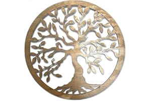 PET-JOS Baum des Lebens Wanddeko Gold Baum Wanddekoration DekoTree of Life Wooden Wall Decoration Family Wall Art Geometrische Ornamente Minimalistische Wandkunst Hängende Dekoration