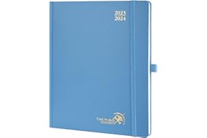 POPRUN Agenda Scolaire 2023 2024 Semainier 26,5 x 21,5 cm, Planner Vertical 17 Mois D'août 2023 à déc 2024 Couverture Rigide avec Intervalle Horaire, Papier Certifié FSC® 80 g/m²-Bleu Brume