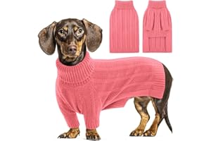 Queenmore Dog Jumpers UK, Small Knitted Turtleneck Puppy Jumper for Boys Girls Yorkshire, Poodle, Cockapoo (Pink, S)
