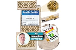 CALM ELEPHANT ORIGINAL Genuine XXL Acupressure Mat 5-Piece Set with Ergonomic Pillow, Lumbar Pillow, Foot Mat, Bag – Relieves Back, Neck & Shoulders, Reduces Stress, Meditation - Beige