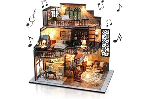 Cuteefun DIY Dollhouse Miniatyrhus att bygga för vuxna, Miniatyr Dollhouse Kit med verktyg, Hantverkssats Trästuga (vintagelo