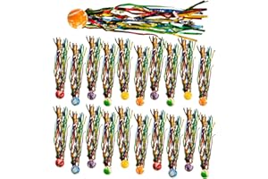 Smavles Hüpfball für Kinder, 20 Stück Flummies mit Schweif, Flummis Hüpfbälle für Kinder Springball, Springball mit Farbige Bänder für Mitgebsel Kindergeburtstag Gastgeschenke