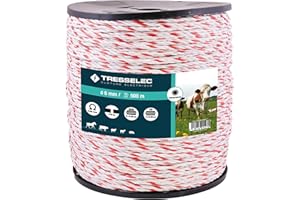 TRESSELEC - Cordon diamètre 6mm - Clôture électrique pour animaux (vache, chèvre, mouton, cheval) - Bobine de 500m - 8 fils inox diamètre 0,20mm et 3 fils cuivre diamètre 0,30mm