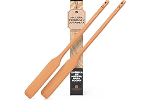 WOODENHOUSE LIFELONG QUALITY Espátula de Madera - 60 cm Espatula Cocina - Espátula para Cocinar y Revolver - Pala para Cangrejos - Cuchara de Madera Resistente para Ollas Grandes - Paquete de 2 de Woodenhouse