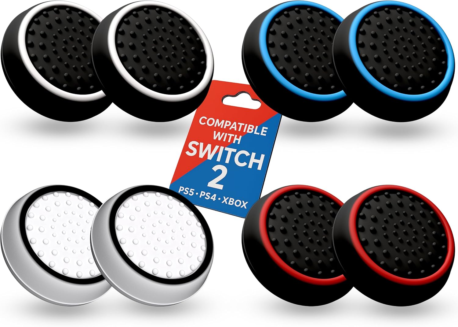 MatoSan® Tapas de Agarre para Palanca de Pulgar para Switch 2, Fundas de Silicona compatibles con Controladores Switch 2, empuñaduras ergonómicas Antideslizantes para el Pulgar (Version 1)
