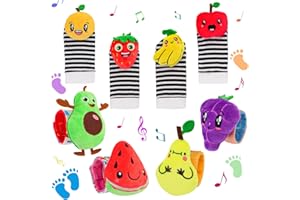 ZENDSTANDING Baby Toys 0-6 Months, 8PCS Foot Finders & Wrist Rattles for Infants Toys Black and White Sensory Toys Baby Essentials for Newborn Wrist Rattle Baby Gifts, Baby Boy Toys 0 3 6 9 Months