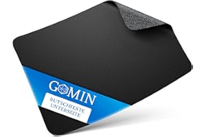 Gomin Gaming Mauspad L - 320 x 220 mm Mousepad rutschfest - ohne Störendes Logo und Fransenfreie Ränder - Verbessert Geschwindigkeit und Präzision für Büro, Computer, Laptop - Schwarz
