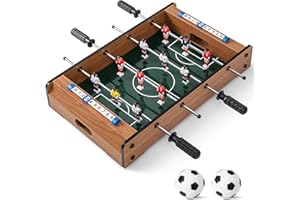 RELAX4LIFE Mesa de Futbolín Portátil 51x30,5x9cm con 2 Pelotas, 12 Jugadores, 4 Asas y 2 Marcadores, Futbolines para Niños, Adultos, Fiestas, Reuniones Familiares, Sala de Juegos