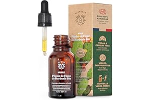 Bionoble Huile de Pépins de Figue de Barbarie Bio 15ml - 100% Pure, Naturelle et Pressée à Froid - Visage, Corps, Cheveux, Barbe, Ongles - Vegan et Cruelty Free - Bouteille en Verre + Pipette