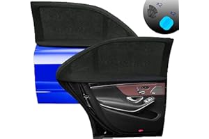 KRAPPS 2+2 PZS Parasol Coche Ventanas Traseras -Parasol Coche Infantil Lateral, Mosquitera para Ventana Lateral, Funda para Ventana, Protector de Sol para Coche+Regalo Pegatina Retrovisor Antilluvia [L]