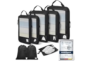 SAMFOLK Compression Packing Cubes for Suitcases, Ultralight 8 Set Packing Cubes for Backpack Waterproof Luggage Packing Organizers Expandable for Travel Accessories and Essentials-Black