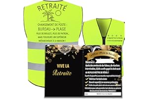 MKISHINE XL Carte Départ Retraite+Cadeau Retraite Gilet pour homme Cadeau Humour Décoration Fête Retirement Femme Homme Carte Retraite Drôle