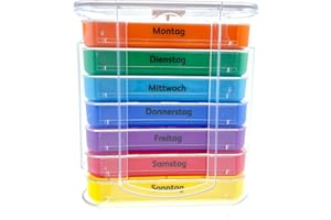 RB&G Tablettenbox Pillenbox Medikamentenbox für 7 Tage - Pillendose Tablettendose Wochendosierer Woche 4-Fächer Morgens Mittags Abends Nachts Mehrfarbig 1 Stück