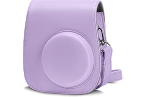 Cpano PU Leder Kameratasche für Fujifilm Instax Mini 11 Sofortbildkamera mit verstellbarem Riemen und Tasche (Lila)