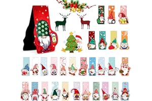 AGOER 30 Pcs Christmas Magnetic Bookmarks, Magnet Book Marker, Unique Funny Page Markers, Colorful Magnetic Page Clips for Students Adults School Reading Supplies Cute Stationery Gifts Book Lovers