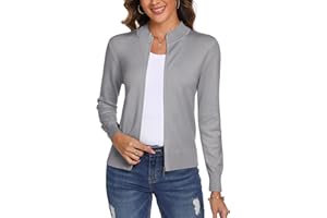 Aottori Cardigan Donna con Zip Maglione Cerniera Leggero Giacca in Maglia Elegante Golfino a Maniche Lunghe Pullover Aperta Casual per Primavera Autunno Invernale