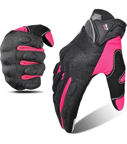 Guanti Da Moto Donna Uomo Traspiranti - Touchscreen, Rosa, Omologati EN 13594:2015 - Foto 2