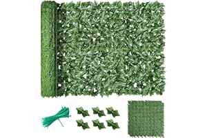 WUHUHAI Artificial Ivy Fence Screen, 3m x 1m Garden Privacy Fence Screen, Artificial Hedge Roll with Faux Ivy Leaves, UV Fade Protected Decoration for Garden, Balcony, Outdoor with 50 Free Nylon Ties