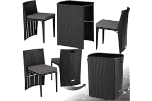 TecTake® Ensemble Salon de Jardin encastrable en Poly Rotin 2 Personnes Ensemble Fauteuil Salon et Table de Jardin, Coussins Inclus, Mobilier de Jardin pour Amenagement Balcon Terrasse