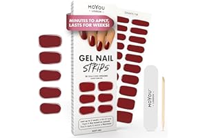 MOYOU LONDON Semi Cured Gel Nail Strips - 20 Pcs. Gel Nail Wraps, Cures in Sunlight or UV/LED Lamp, Lasts Up to 2+ Weeks, Water-Resistant, Stretchable, Easy to Apply & Remove, Vegan & Cruelty-Free
