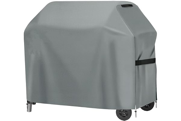 GARPROVM Housse Barbecue, Bâche Barbecue Gaz 147x 61x122cm, Housse Protection Barbecue Exterieur 600D Tissu Oxford Étanche Protection Solaire, BBQ Couverture pour Weber, Char-Broil etc, Gris