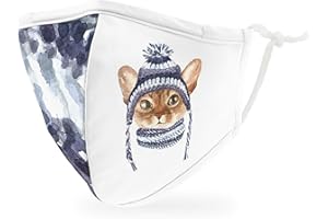 Weddingstar Kid's Washable Cloth Face Mask Reusable and Adjustable Protective Fabric Face Cover w/Dust Filter Pocket - Cozy Cat