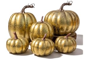 Kepfire 6 st guld konstgjorda pumpor för höstskörd, Halloween-dekoration