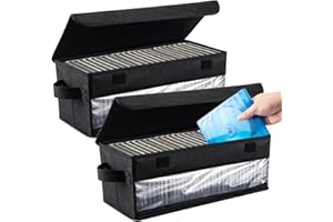 Aolawco 2 Pack CD Storage Box with Cover, 14.1 * 6.2 * 5.5 In Side Visual CD Case, 2 Pack CD Storage Box Holds 35 CDs in full jewel cases, 70 CDs in slim cases, and 180 discs in CD sleeves - Black
