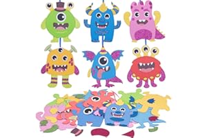 LAMEK 12 Monster Craft Sets, Children's Halloween Creative Sets for Crafts, Creative Crafts with Foam Rubber Stickers for Boys and Girls, Halloween Time, Carnival, Birthday